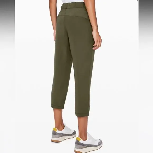 Lululemon On the Fly Crop Woven 23 Dark Olive Green Pants